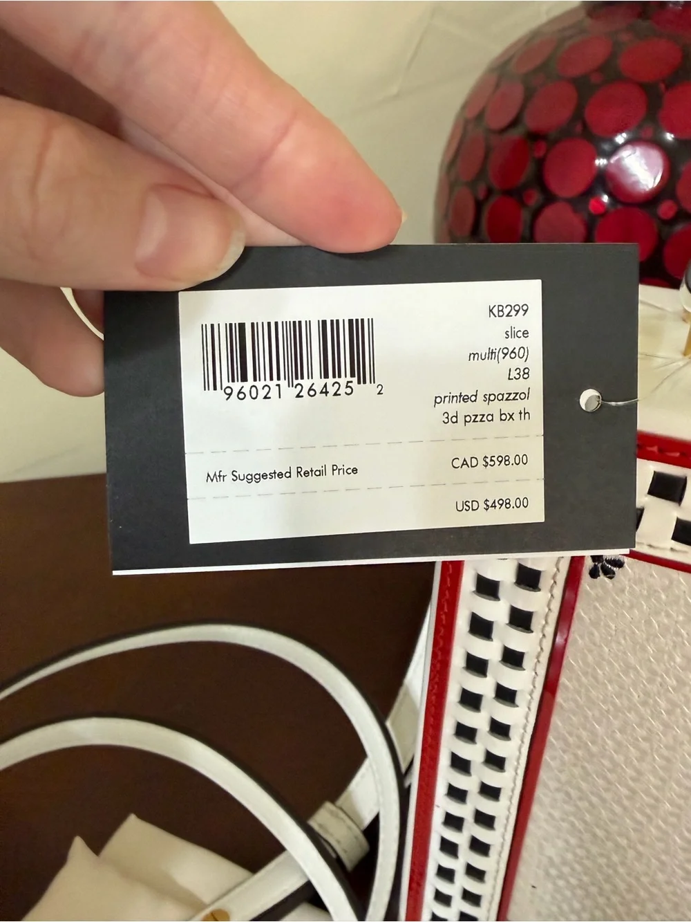 NWT Kate Spade Slice 3D Pizza Box Top Handle Crossbody Bag KB299 MSRP $498